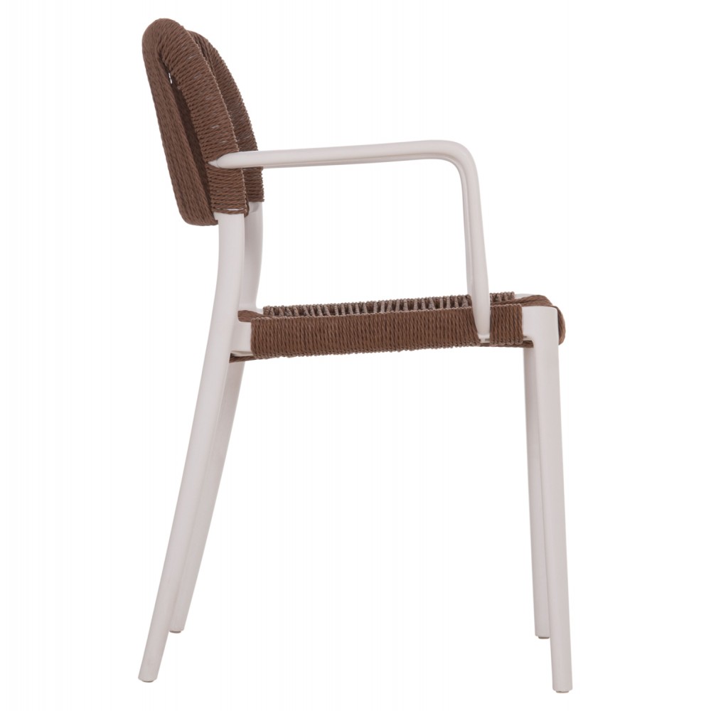 Πολυθρόνα "STRIDER" από pp/σχοινί σε χρώμα λευκό/καφέ 57x53x80