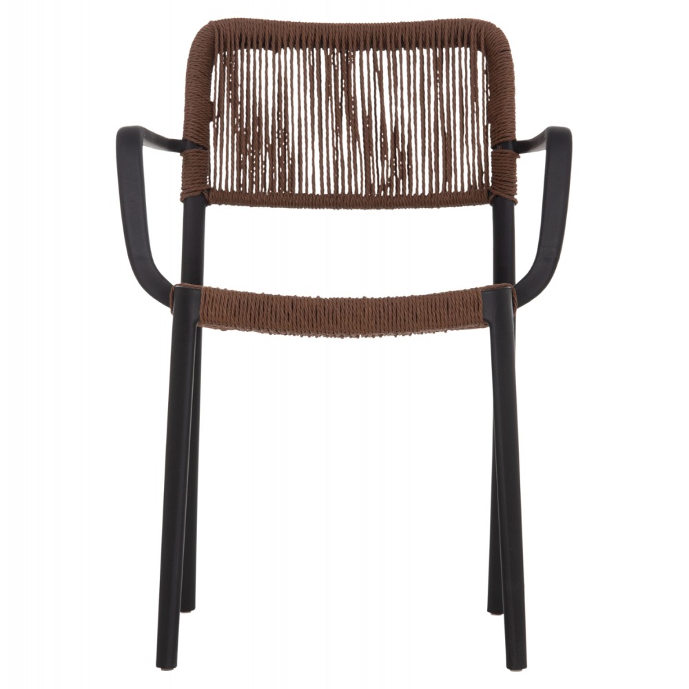 Πολυθρόνα "STRIDER" από pp/σχοινί σε χρώμα μαύρο/καφέ 57x53x80