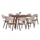 Σετ τραπεζαρίας 9τμχ "RIDER" τραπέζι απο MDF και καρέκλες rubberwood/ύφασμα εκρού