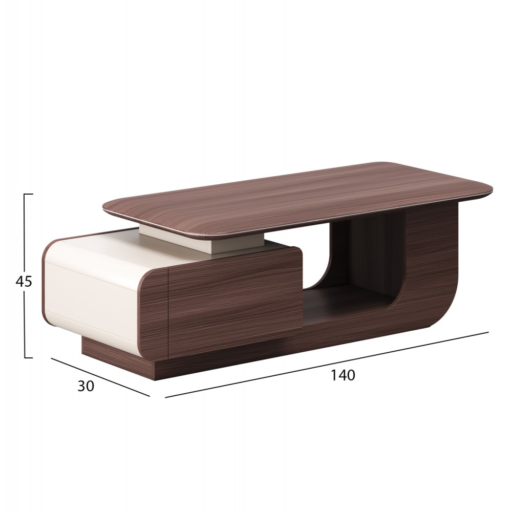 Τραπέζι σαλονιού γραφείου "PRESIDENT" σε χρώμα καρυδί/μπεζ 140x60x45