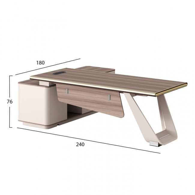 Γραφείο δεξία γωνία "SUPERON"  σε φυσικό μπεζ χρώμα από μέταλλο 240x180x76