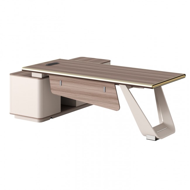 Γραφείο δεξία γωνία "SUPERON"  σε φυσικό μπεζ χρώμα από μέταλλο 240x180x76