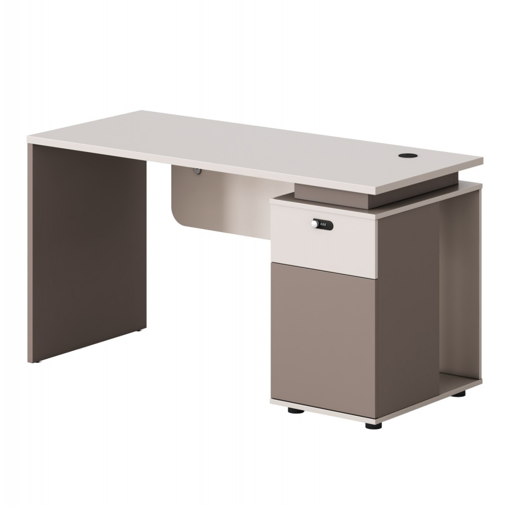 Γραφείο με δεξί ντουλάπι "NEWLINE" σε χρώμα εκρού/καφέ 120x60x75