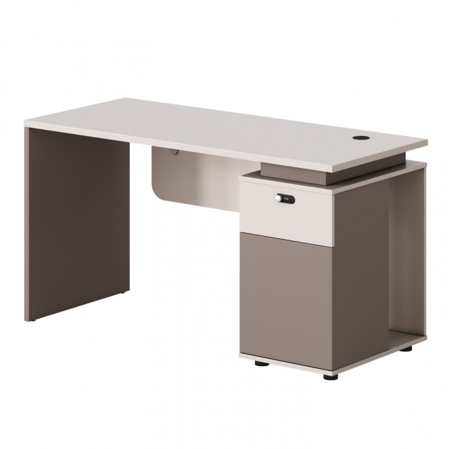 Γραφείο με δεξί ντουλάπι "NEWLINE" σε χρώμα εκρού/καφέ 120x60x75