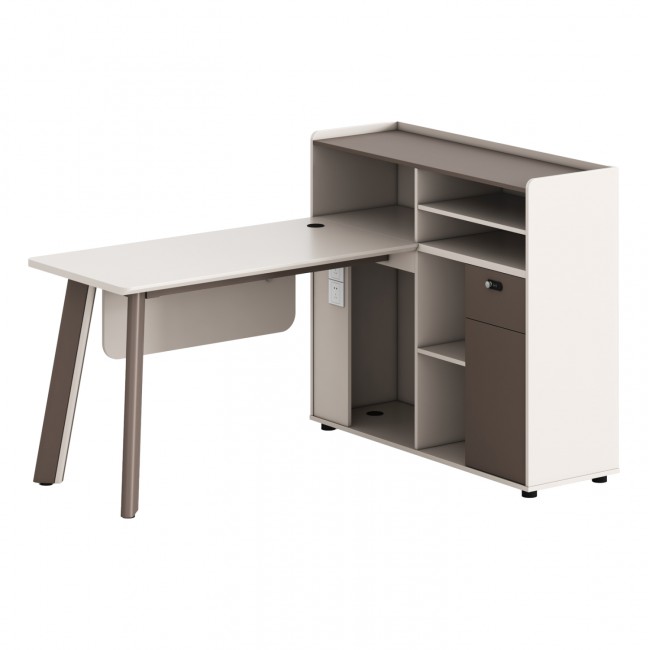 Γραφείο δεξία γωνία "NEWLINE" σε χρώμα εκρού 160x120x105