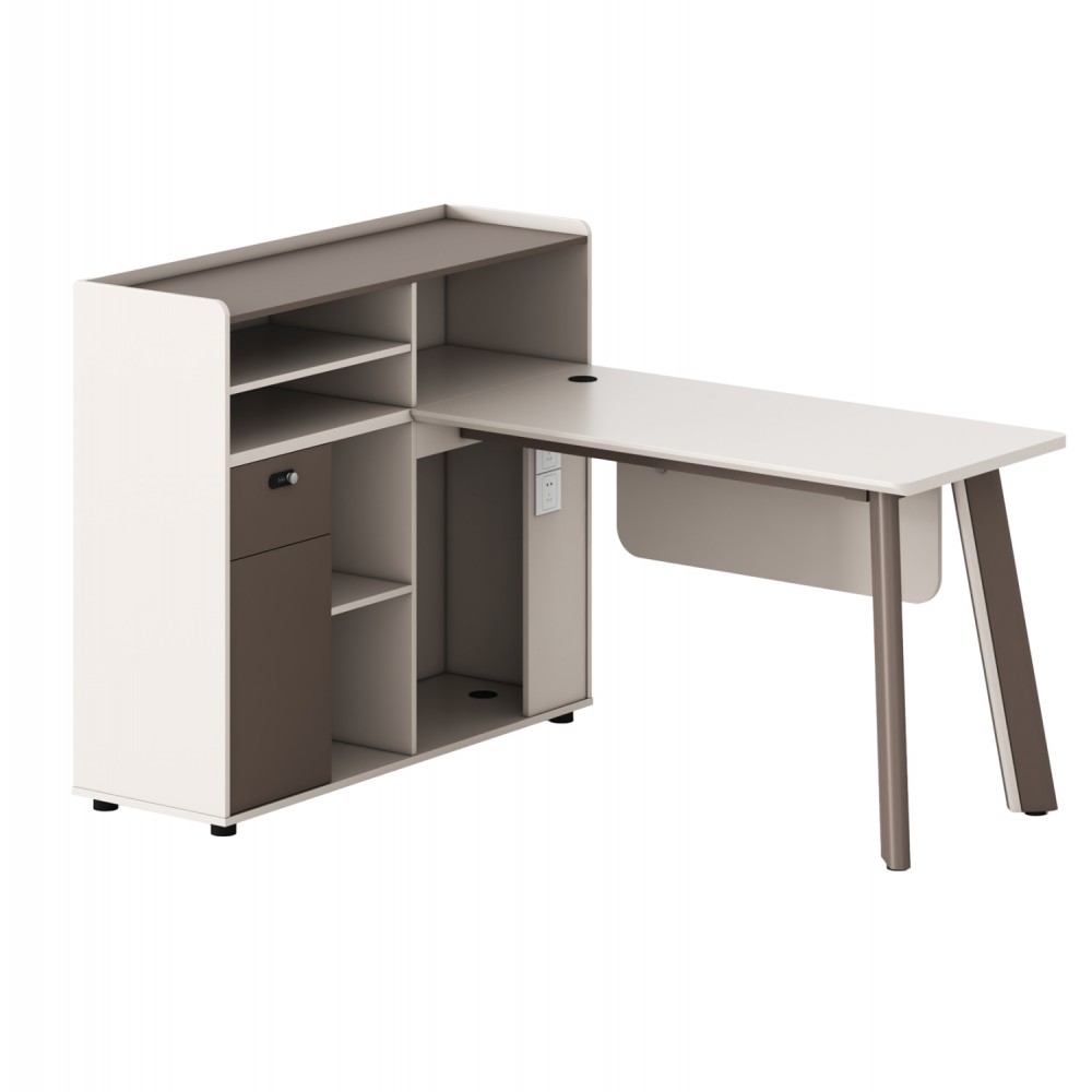 Γραφείο αριστερή γωνία "NEWLINE" σε χρώμα εκρού 160x120x105