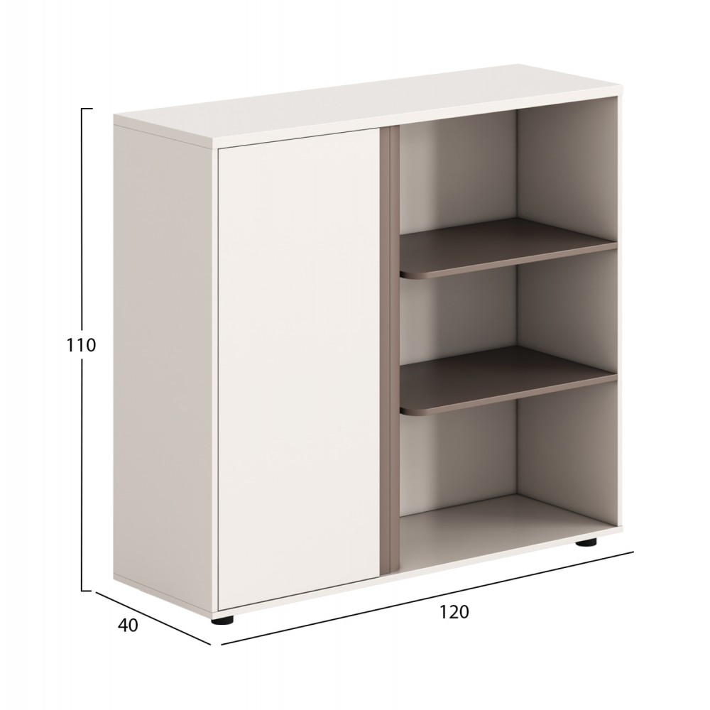 Ντουλάπι Βιβλιοθήκη "NEWLINE" σε χρώμα λευκό/καφέ 120x40x110