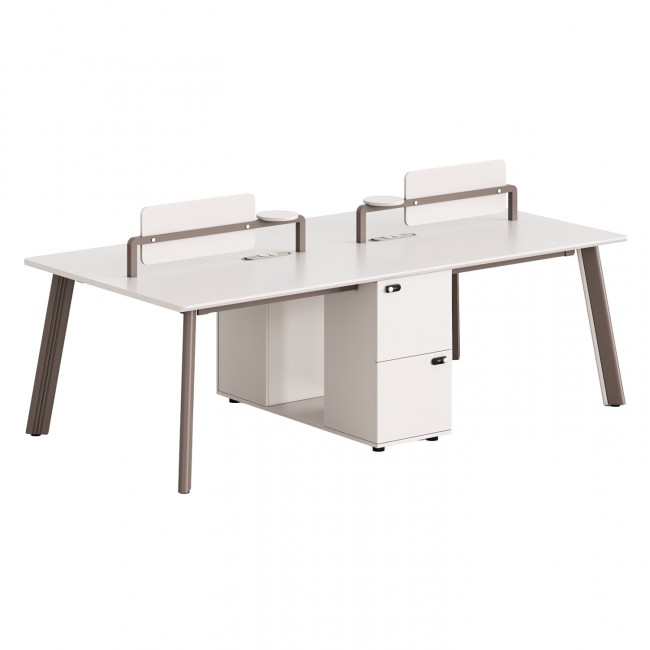 Σταθμός εργασίας 4 θέσεων "NEWLINE" από αλουμίνιο σε χρώμα κρεμ 240x120x75
