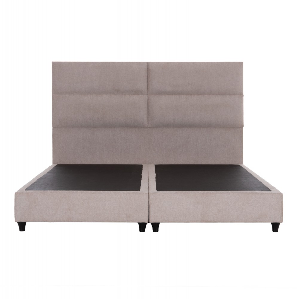 Κρεβάτι υπέρδιπλο "MILO" από ύφασμα σε μπεζ χρώμα 180x200