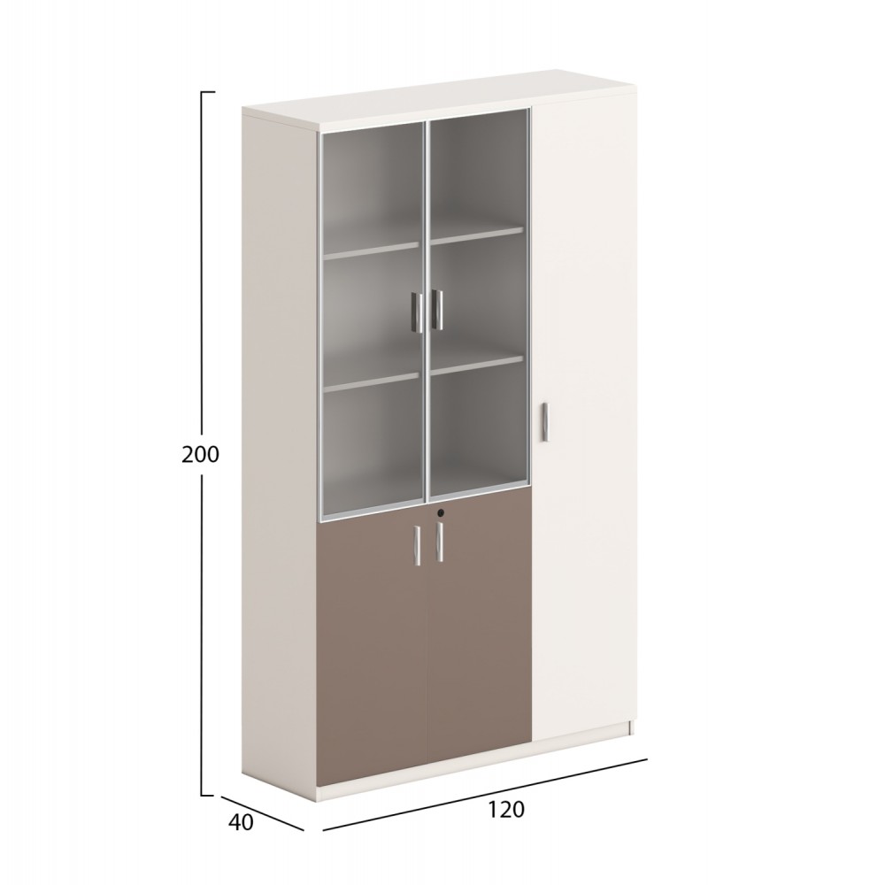 Βιβλιοθήκη-ντουλάπι σε χρώμα ανοιχτό καφέ/λευκό 120x40x200