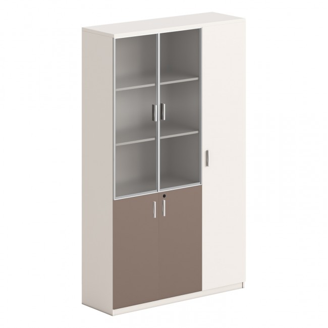 Βιβλιοθήκη-ντουλάπι σε χρώμα ανοιχτό καφέ/λευκό 120x40x200