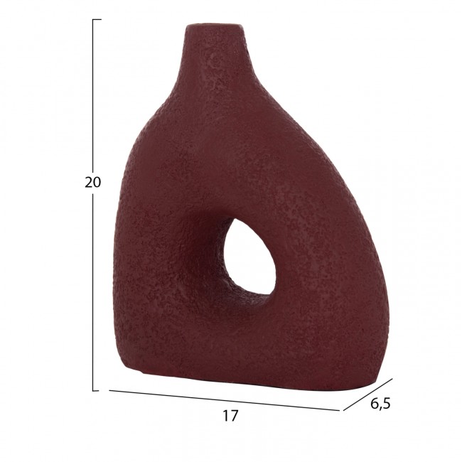 Διακοσμητικό βάζο "DECANT" από τρακότα σε χρώμα βυσσινί 17x6.5x20