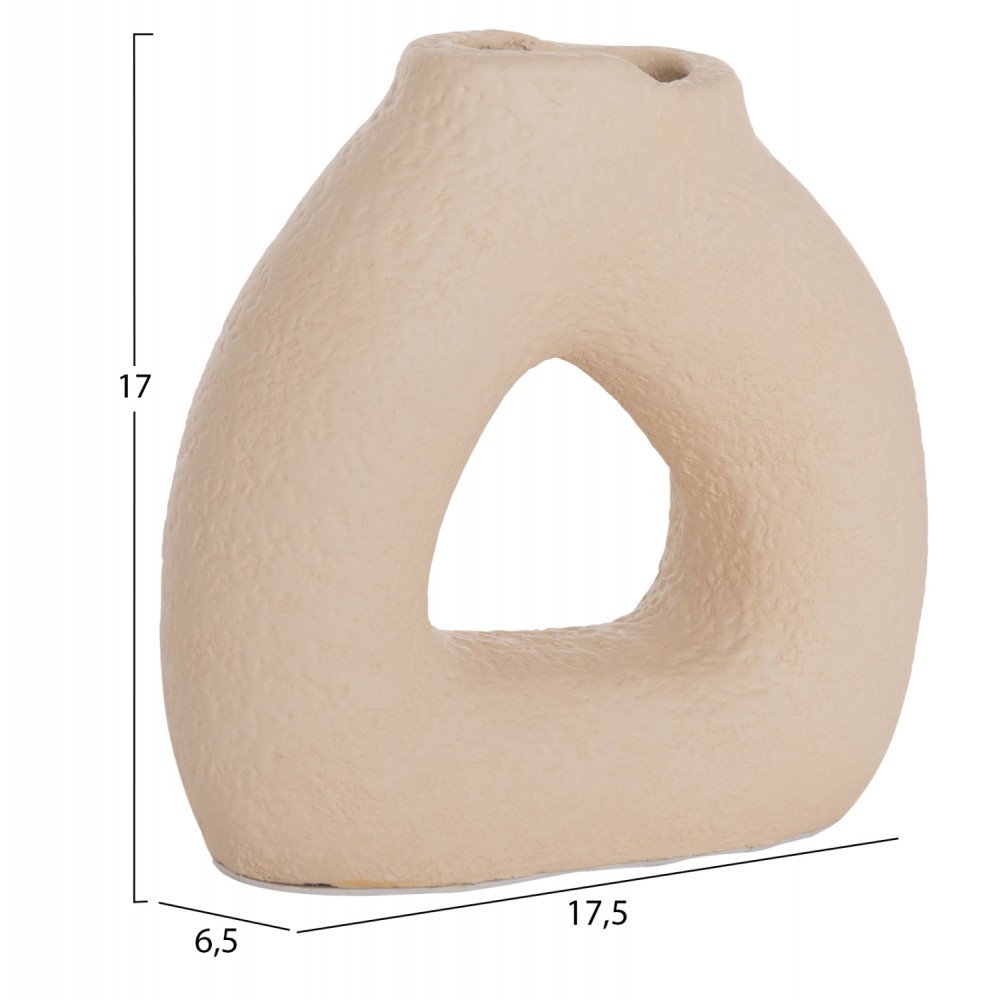 Διακοσμητικό βάζο "DECANT" από τρακότα σε χρώμα κρεμ 17x6.5x17