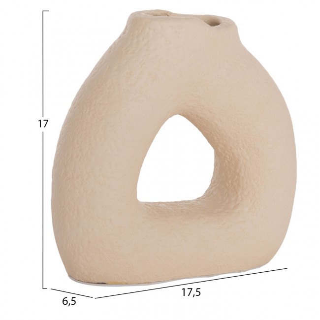 Διακοσμητικό βάζο "DECANT" από τρακότα σε χρώμα κρεμ 17x6.5x17