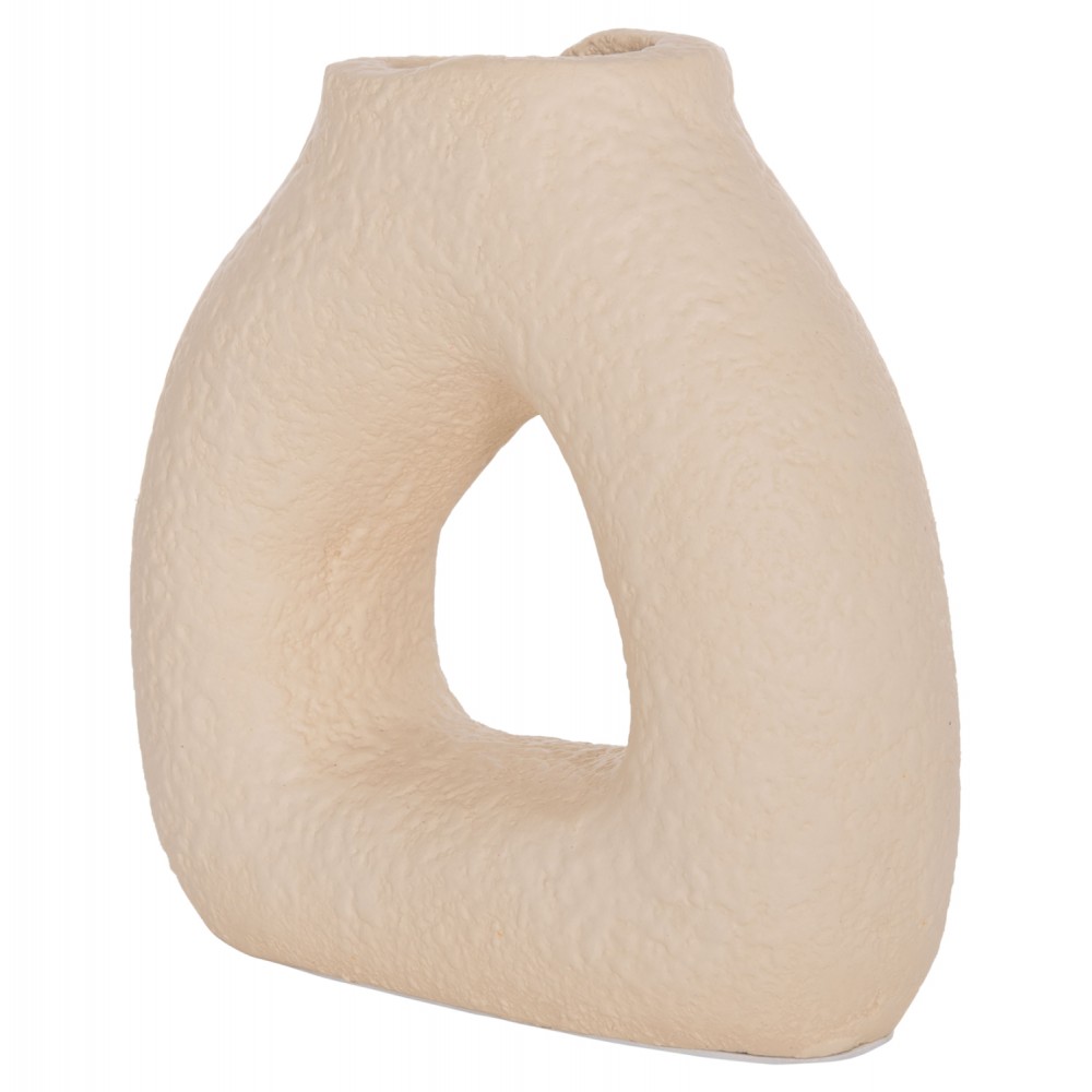 Διακοσμητικό βάζο "DECANT" από τρακότα σε χρώμα κρεμ 17x6.5x17