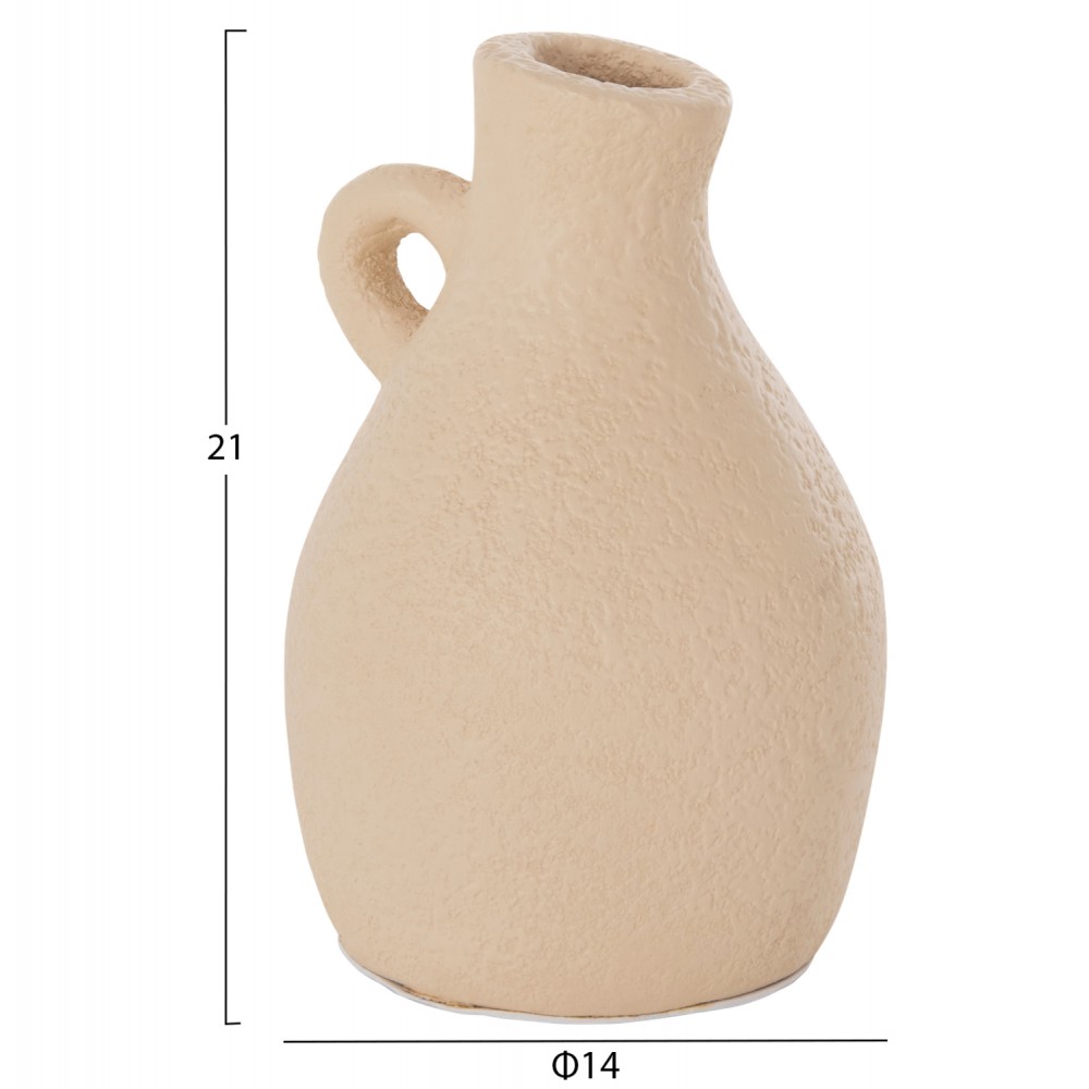 Επιτραπέζιο διακοσμητικό βάζο "DECANT" από τερακότα σε χρώμα κρεμ Φ14x21
