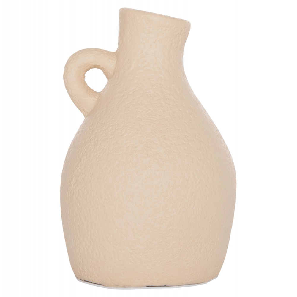 Επιτραπέζιο διακοσμητικό βάζο "DECANT" από τερακότα σε χρώμα κρεμ Φ14x21