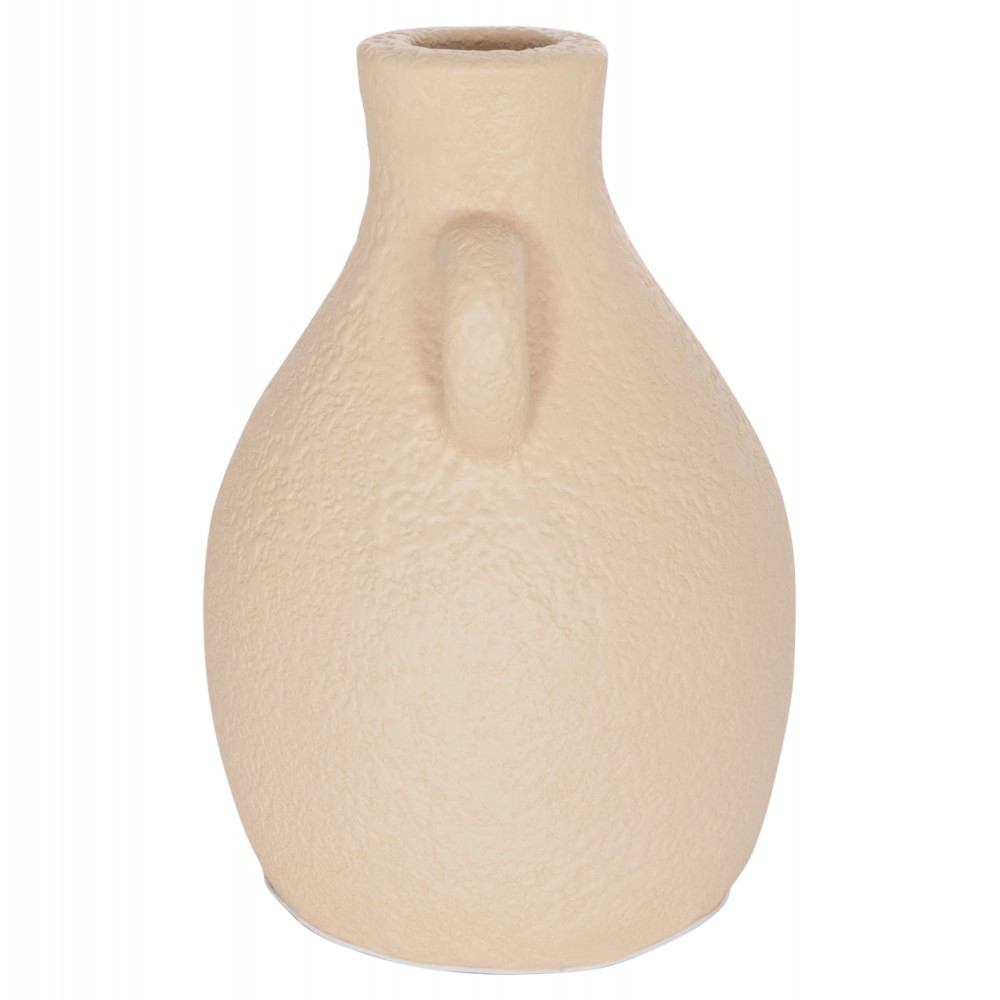 Επιτραπέζιο διακοσμητικό βάζο "DECANT" από τερακότα σε χρώμα κρεμ Φ14x21