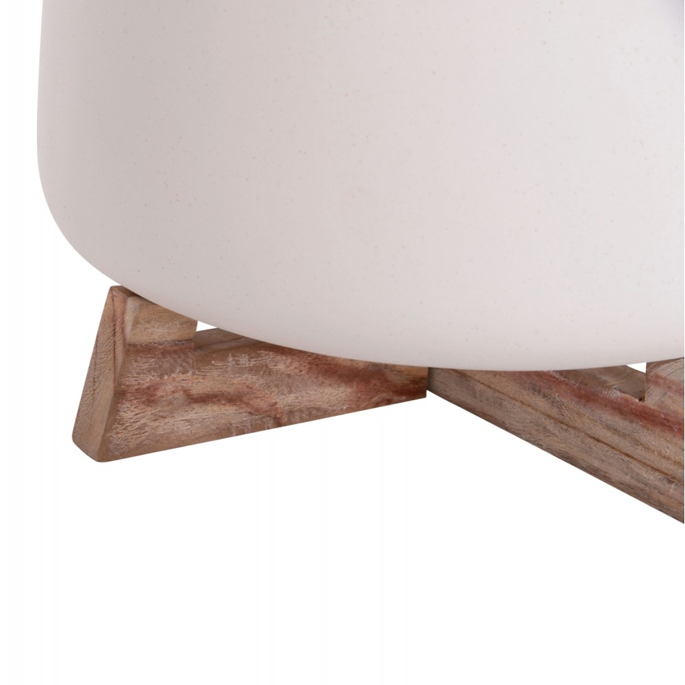 Γλάστρα εσωτερικού χώρου "FRELLO" από τσιμέντο/ξύλο σε χρώμα λευκό/καφέ 29x29x23,5