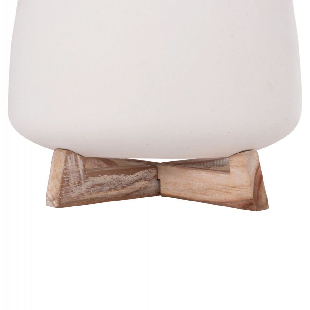 Γλάστρα εσωτερικού χώρου "FRELLO" από τσιμέντο/ξύλο σε χρώμα λευκό/καφέ 29x29x23,5