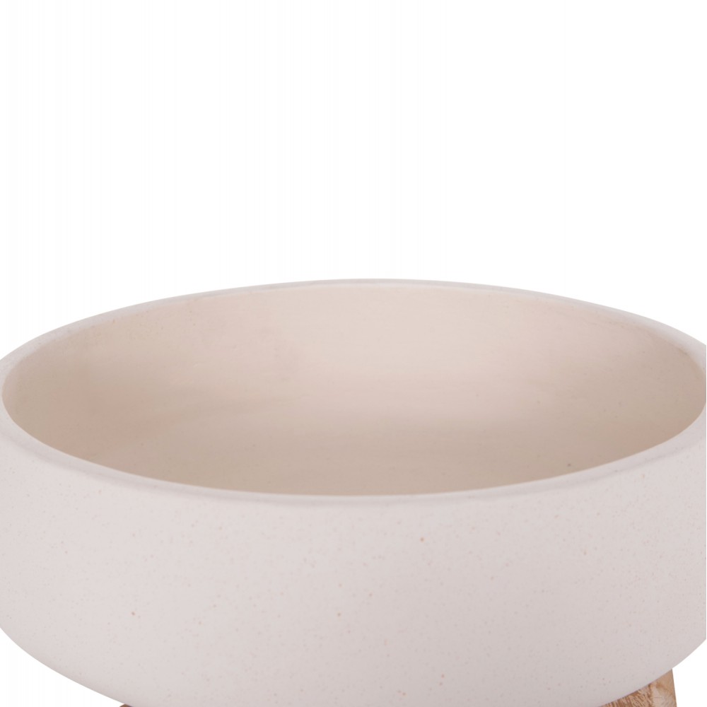 Γλάστρα εσωτερικού χώρου "FRELLO" από τσιμέντο/ξύλο σε χρώμα λευκό/καφέ 27x26,5x12