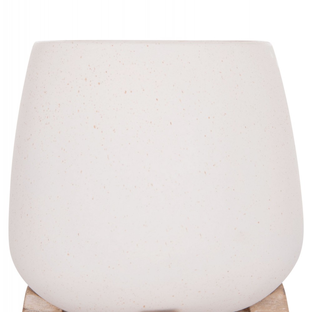 Γλάστρα εσωτερικού χώρου "FRELLO" από τσιμέντο/ξύλο σε χρώμα λευκό/καφέ 14,5x14,5x16