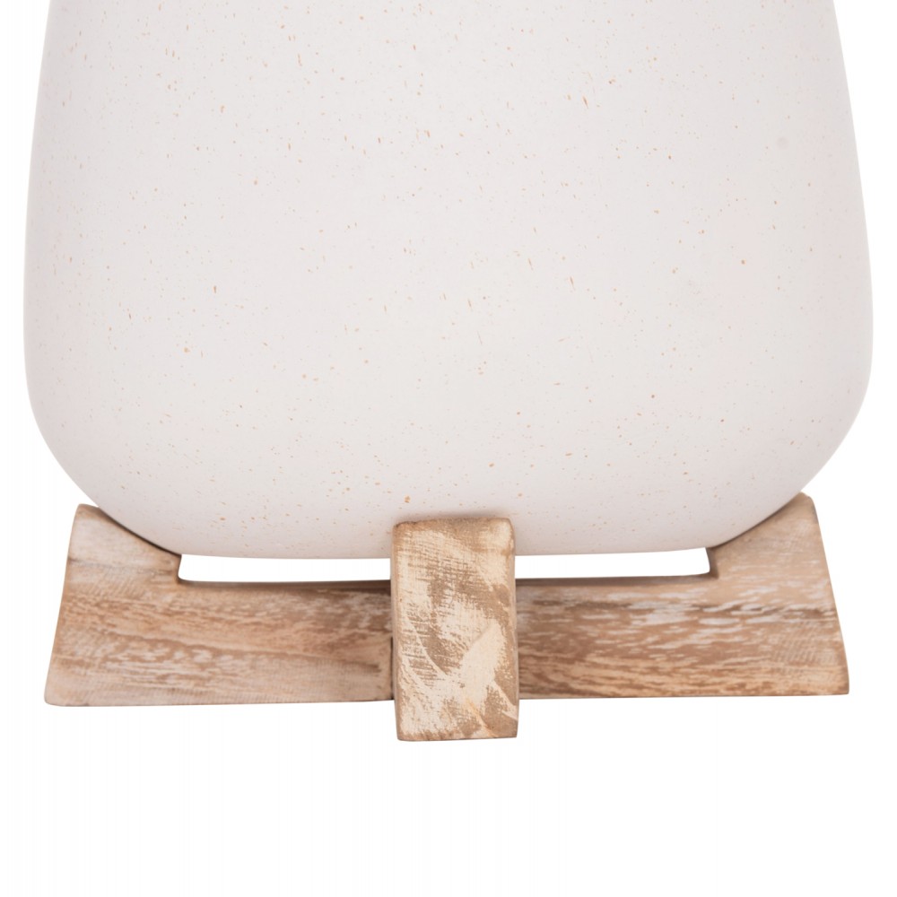 Γλάστρα εσωτερικού χώρου "FRELLO" από τσιμέντο/ξύλο σε χρώμα λευκό/καφέ 14,5x14,5x16