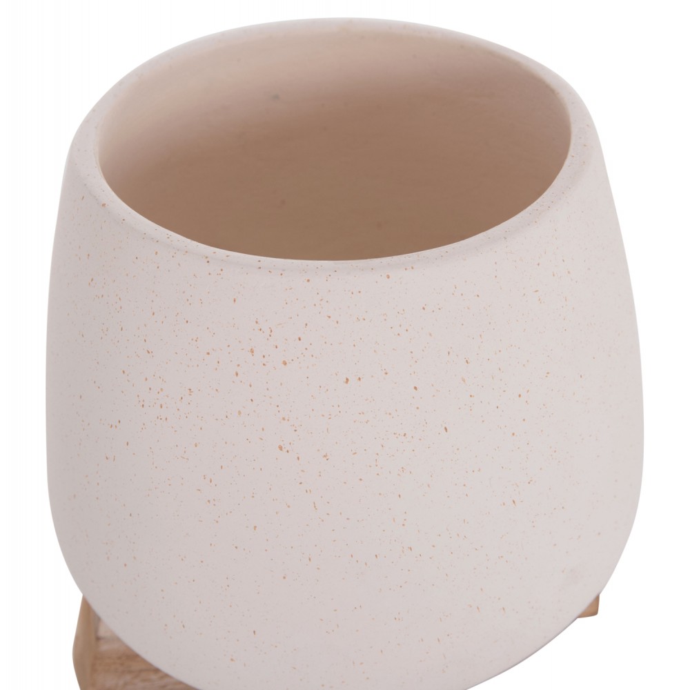 Γλάστρα εσωτερικού χώρου "FRELLO" από τσιμέντο/ξύλο σε χρώμα λευκό/καφέ 14,5x14,5x16