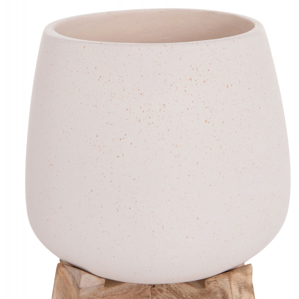 Γλάστρα εσωτερικού χώρου "FRELLO" από τσιμέντο/ξύλο σε χρώμα λευκό/καφέ 14,5x14,5x16