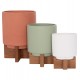 Σετ γλάστρες "TANTI" 3 τμχ από τσιμέντο/ξύλο σε χρώμα πορτοκαλί/λαδί/λευκό/καφέ Φ18x27