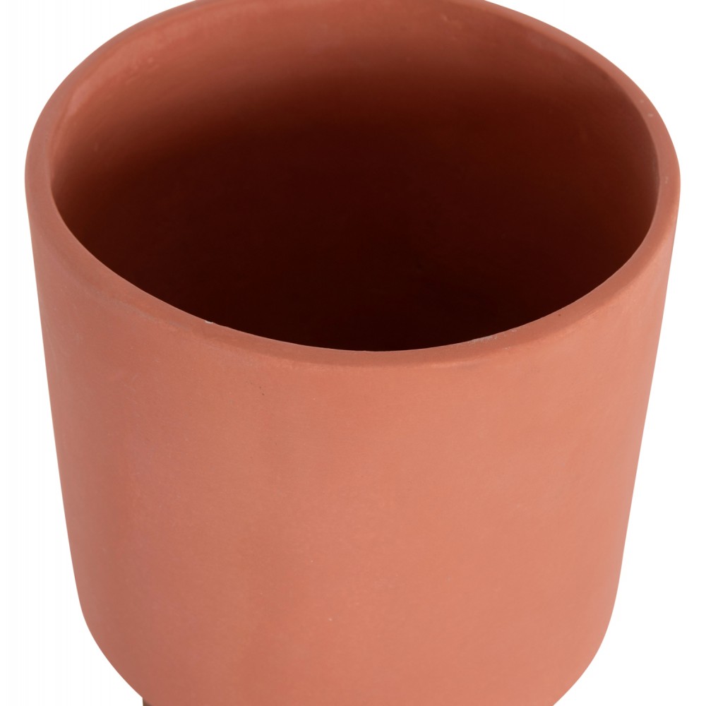 Σετ γλάστρες "TANTI" 3 τμχ από τσιμέντο/ξύλο σε χρώμα πορτοκαλί/λαδί/λευκό/καφέ Φ18x27