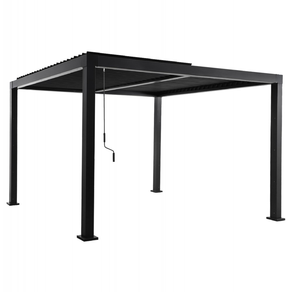 Πέργκολα-κιόσκι "FRANIO" με κινούμενες περσίδες  από αλουμίνιο σε χρώμα μαύρο 300x300x240