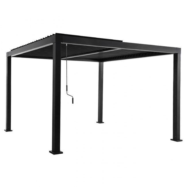 Πέργκολα-κιόσκι "FRANIO" με κινούμενες περσίδες  από αλουμίνιο σε χρώμα μαύρο 300x300x240