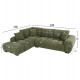 Γωνιακός καναπές "COVEN" από ύφασμα σε χρώμα πράσινο 298x102-208x85
