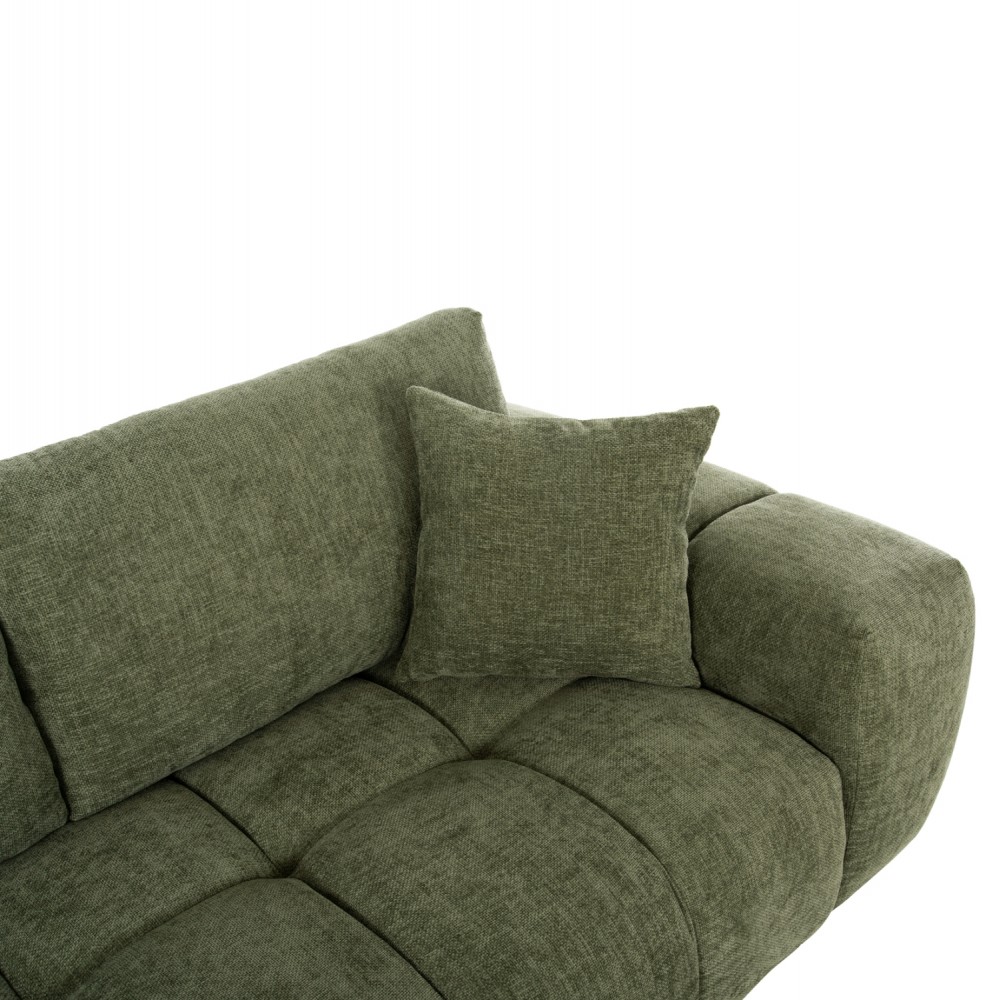 Γωνιακός καναπές "COVEN" από ύφασμα σε χρώμα πράσινο 298x102-208x85