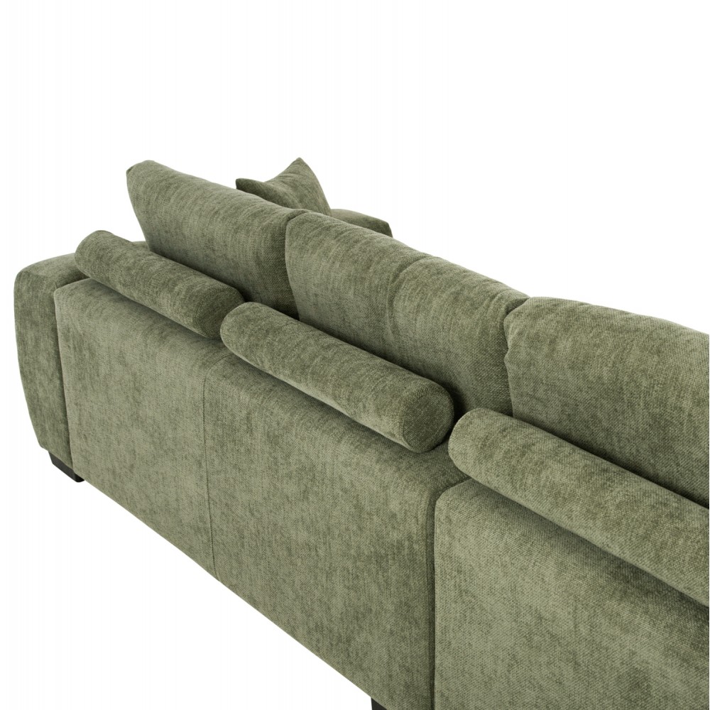 Γωνιακός καναπές "COVEN" από ύφασμα σε χρώμα πράσινο 298x102-208x85
