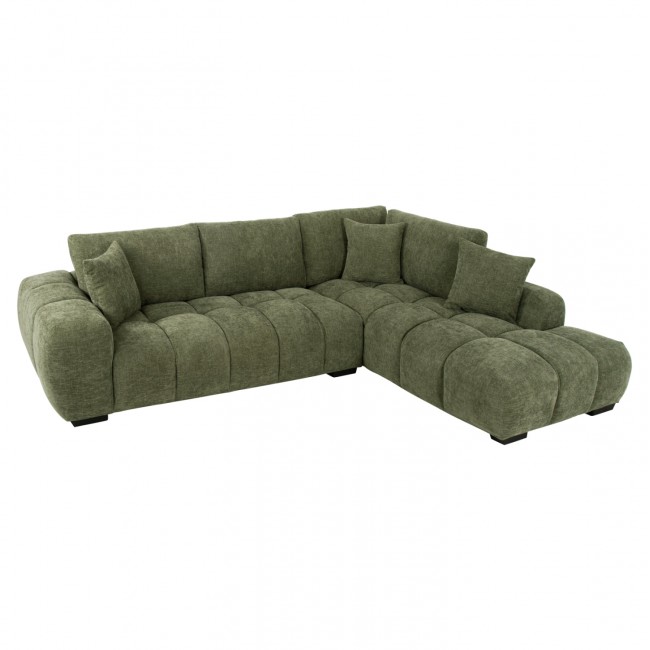 Γωνιακός καναπές "COVEN" από ύφασμα σε χρώμα πράσινο 298x102-208x85