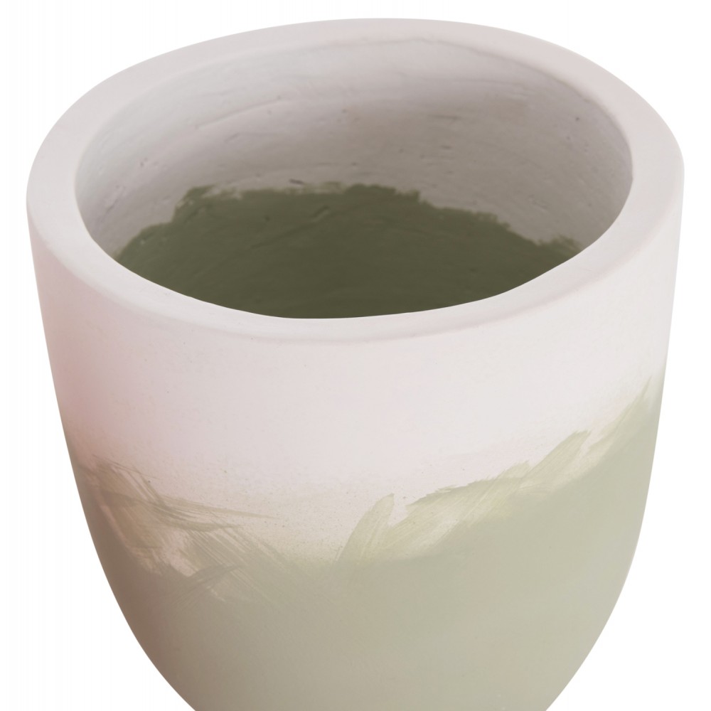 Σετ γλάστρες 2 τεμαχίων "SEON" από terracotta/ξύλο σε χρώμα πράσινο/λευκό 25x25x32