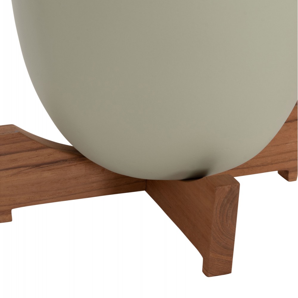 Σετ γλάστρες 2 τεμαχίων "SEON" από terracotta/ξύλο σε χρώμα πράσινο/λευκό 25x25x32