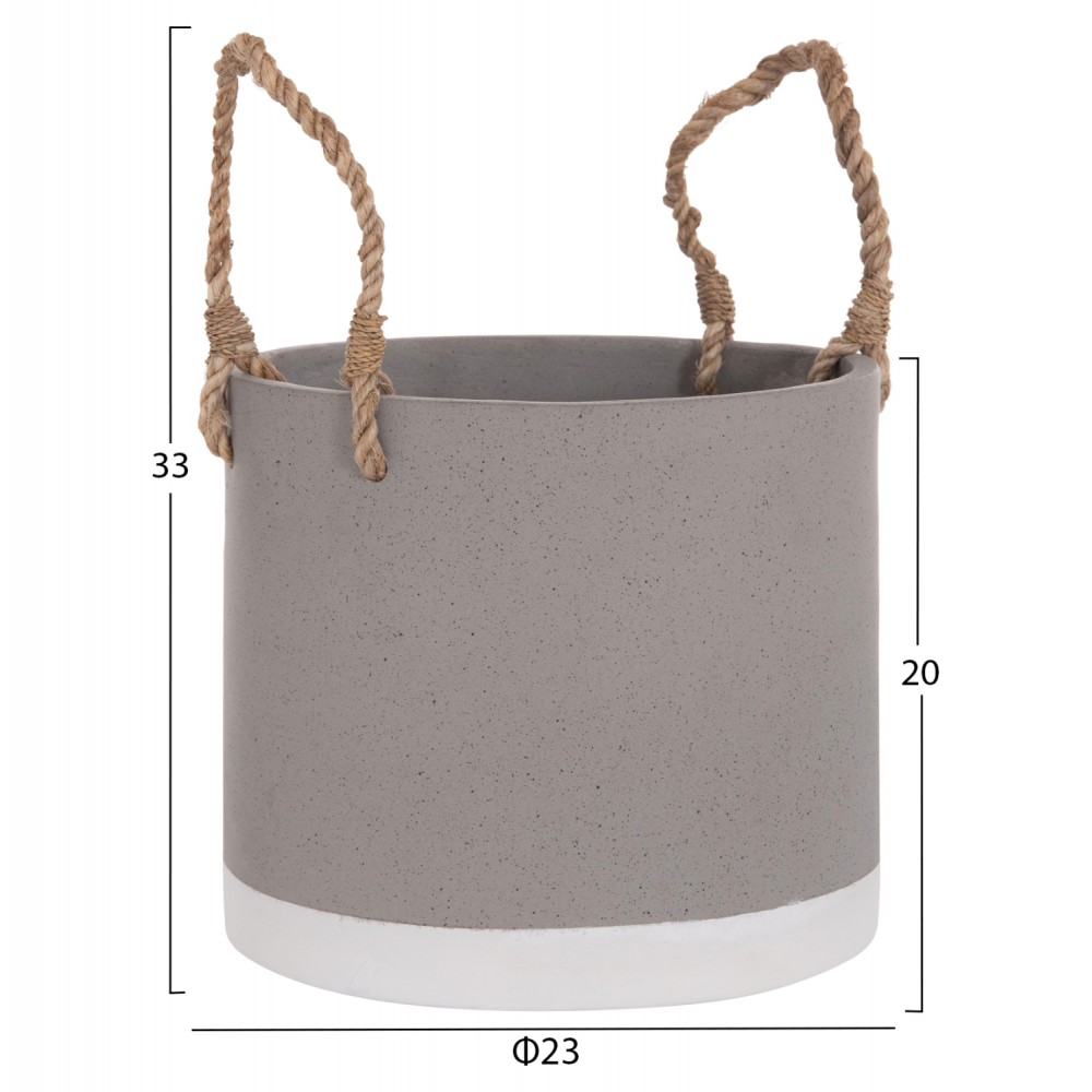Γλάστρα εσωτερικού χώρου "TRYLL" από τσιμέντο/σχοινί σε χρώμα γκρι Φ23x20