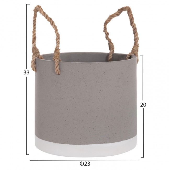 Γλάστρα εσωτερικού χώρου "TRYLL" από τσιμέντο/σχοινί σε χρώμα γκρι Φ23x20