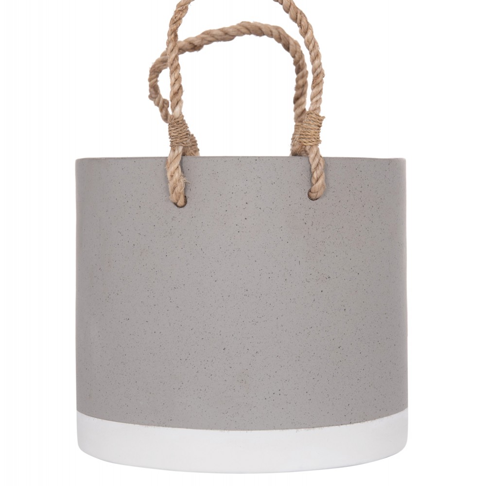 Γλάστρα εσωτερικού χώρου "TRYLL" από τσιμέντο/σχοινί σε χρώμα γκρι Φ23x20