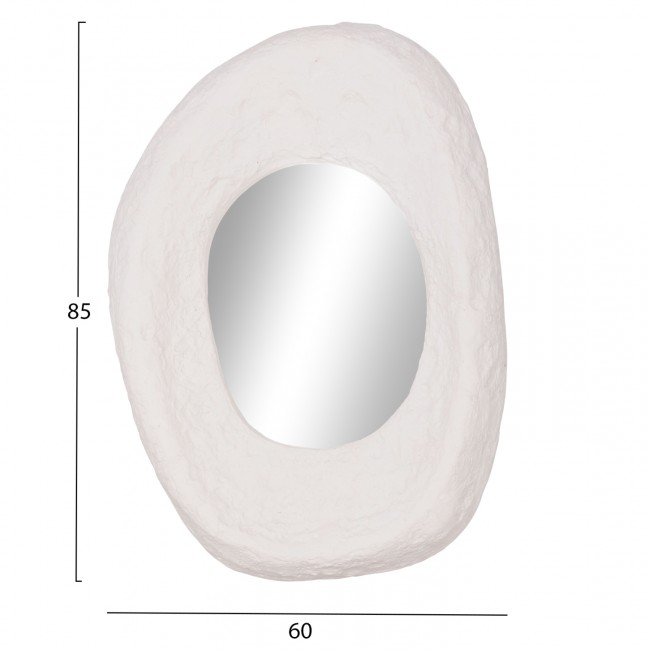 Καθρέπτης τοίχου "RIFFE" από τσιμέντο σε λευκό χρώμα 60x13x85