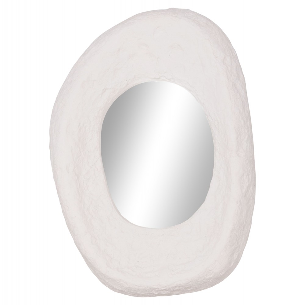 Καθρέπτης τοίχου "RIFFE" από τσιμέντο σε λευκό χρώμα 60x13x85