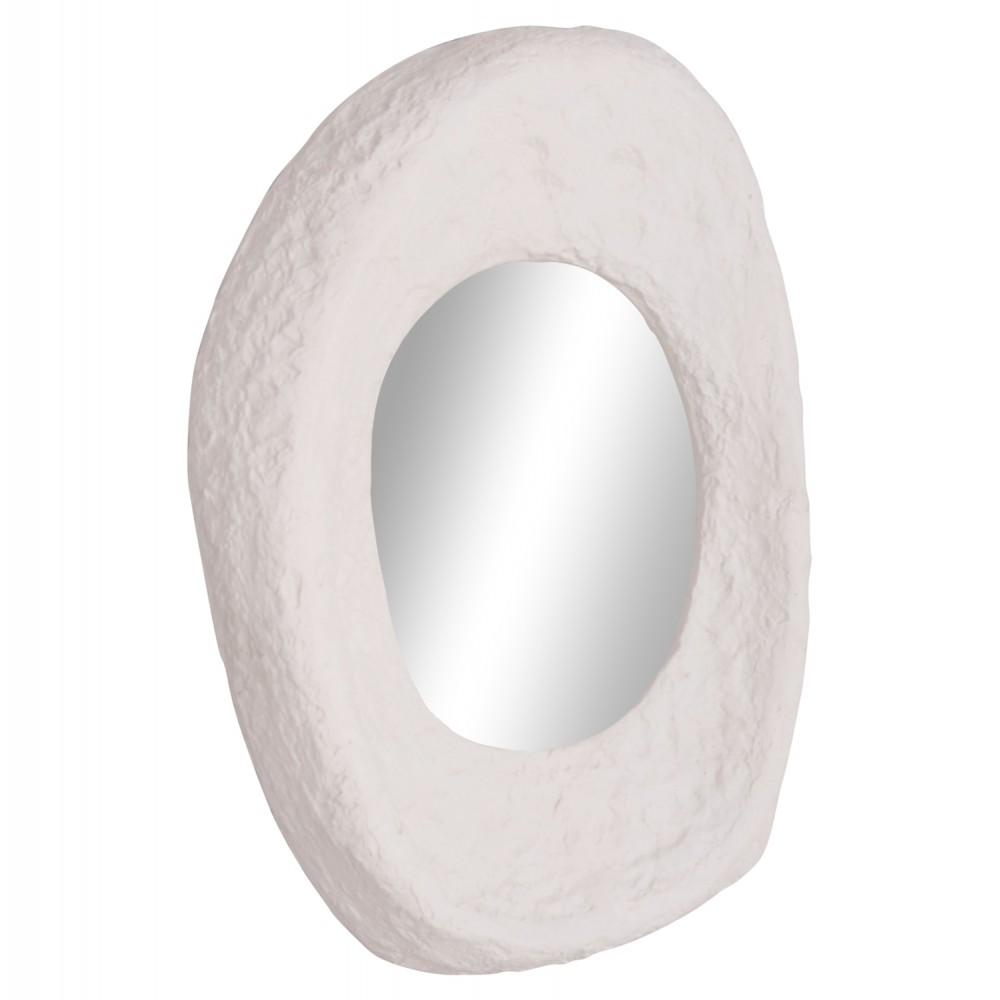 Καθρέπτης τοίχου "RIFFE" από τσιμέντο σε λευκό χρώμα 60x13x85