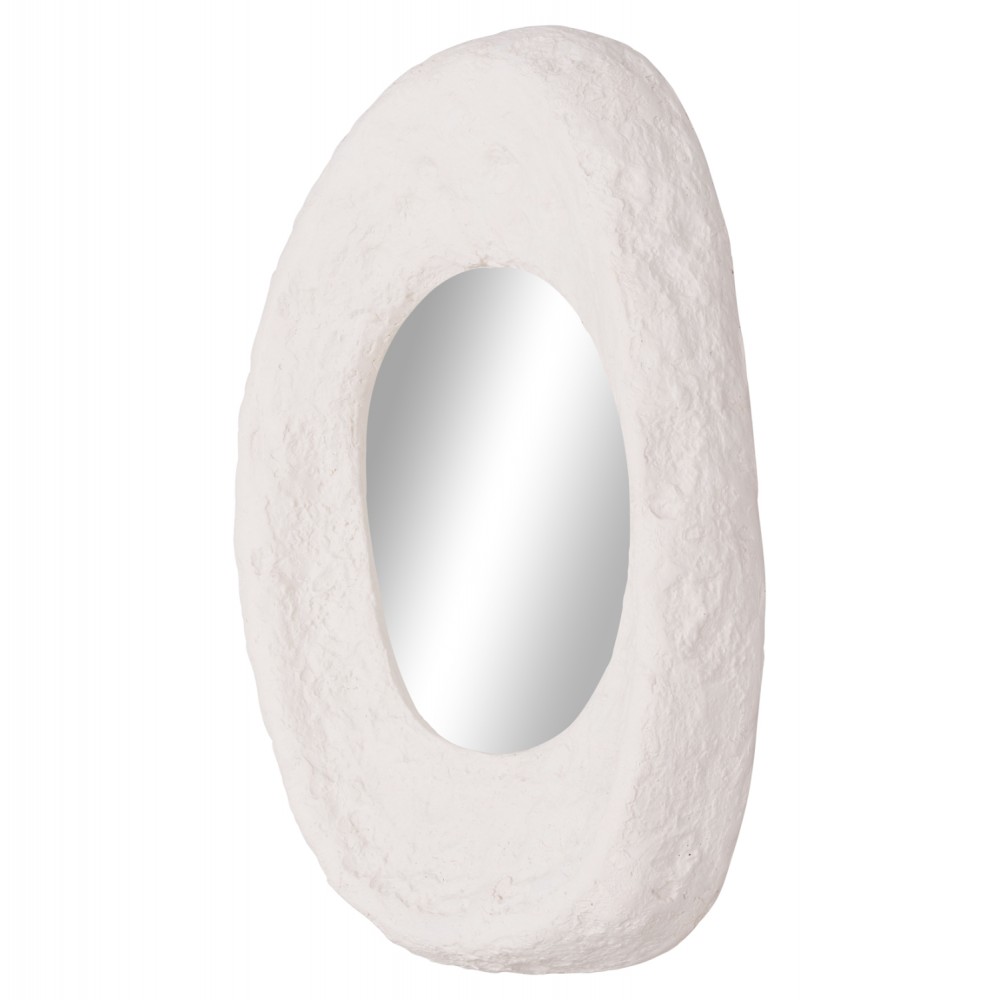 Καθρέπτης τοίχου "RIFFE" από τσιμέντο σε λευκό χρώμα 60x13x85