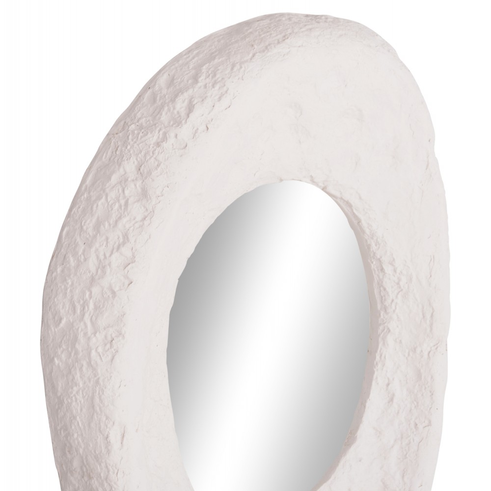 Καθρέπτης τοίχου "RIFFE" από τσιμέντο σε λευκό χρώμα 60x13x85