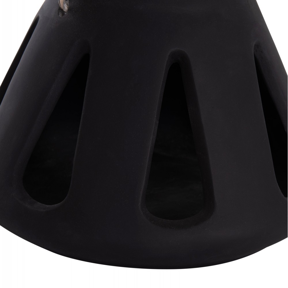 Επιτραπέζιο φανάρι "ERANTYL" από τσιμέντο και rattan σε χρώμα μαύρο 25x17