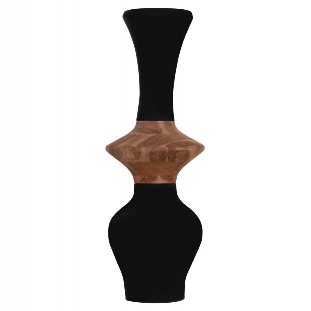 Διακοσμητικό βάζο δαπέδου "NEBULA" από τσιμέντο/ξύλο σε μαύρο χρώμα Φ45x115