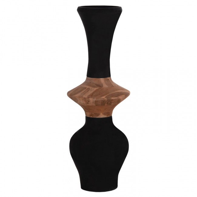 Διακοσμητικό βάζο δαπέδου "NEBULA" από τσιμέντο/ξύλο σε μαύρο χρώμα Φ45x115